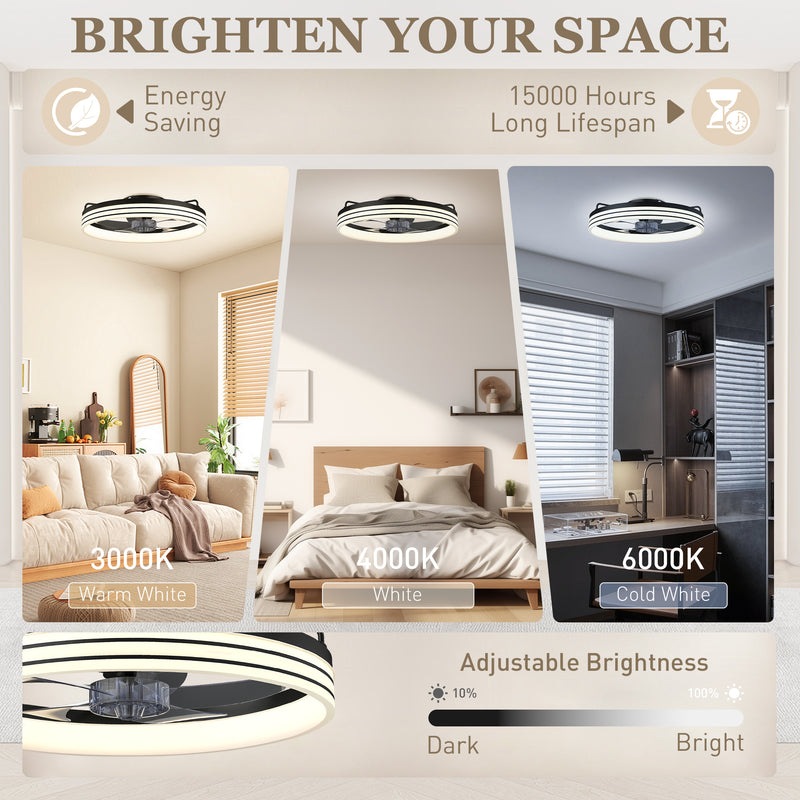 Smart Ceiling Fan with Adjustable Lighting and App Control for Year Round Comfort Black AOSOM
