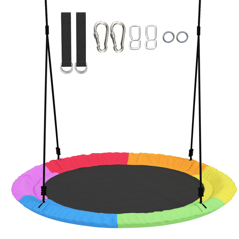 Kids Garden Nest Swing for Up to 4 Children with Adjustable Ropes and Waterproof Seat Multicolour AOSOM
