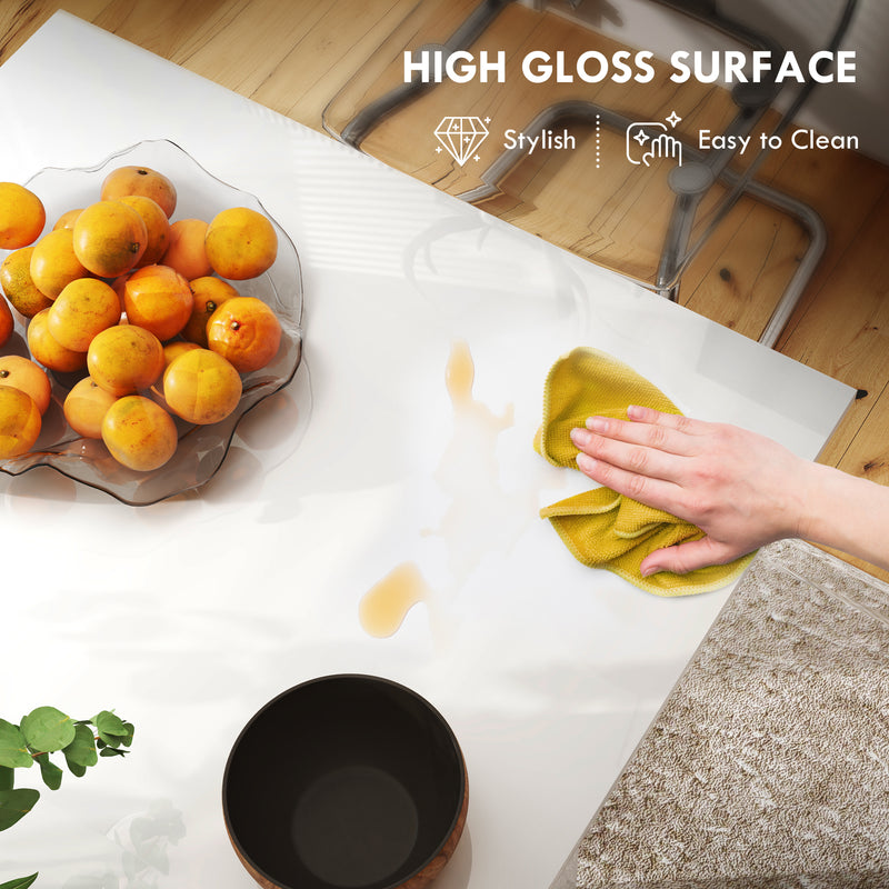 Extendable White High Gloss Dining Table Seats 4-6 Small Space Kitchen Table 120-160cm by HOMCOM