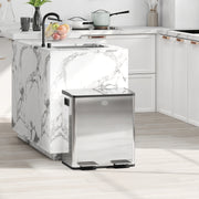 40L Dual Compartment Stainless Steel Kitchen Bin with Deodorisers Silver by Homcom