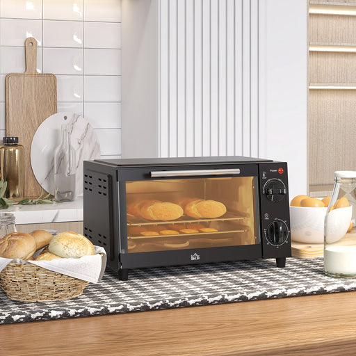 Black 9L Mini Electric Oven With Adjustable Temperature Ideal For Grilling And Toasting