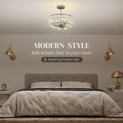 Crystal Ceiling Light for Sparkling Living Room or Hallway Illumination Silver Tone Homcom