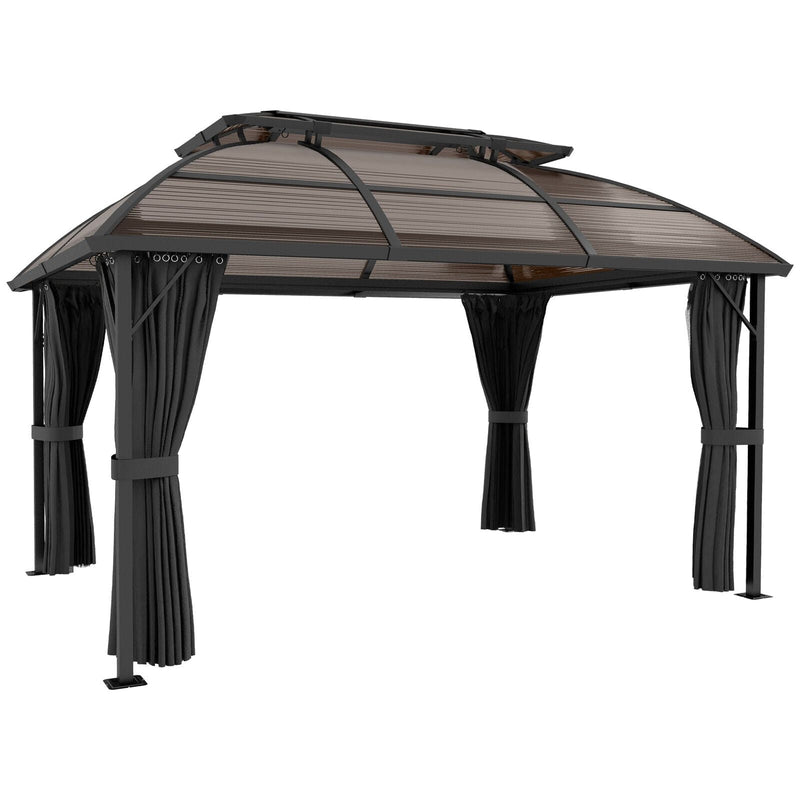 Aluminium 3m x 4m Polycarbonate Gazebo with Curtains by Outsunny Outsunny