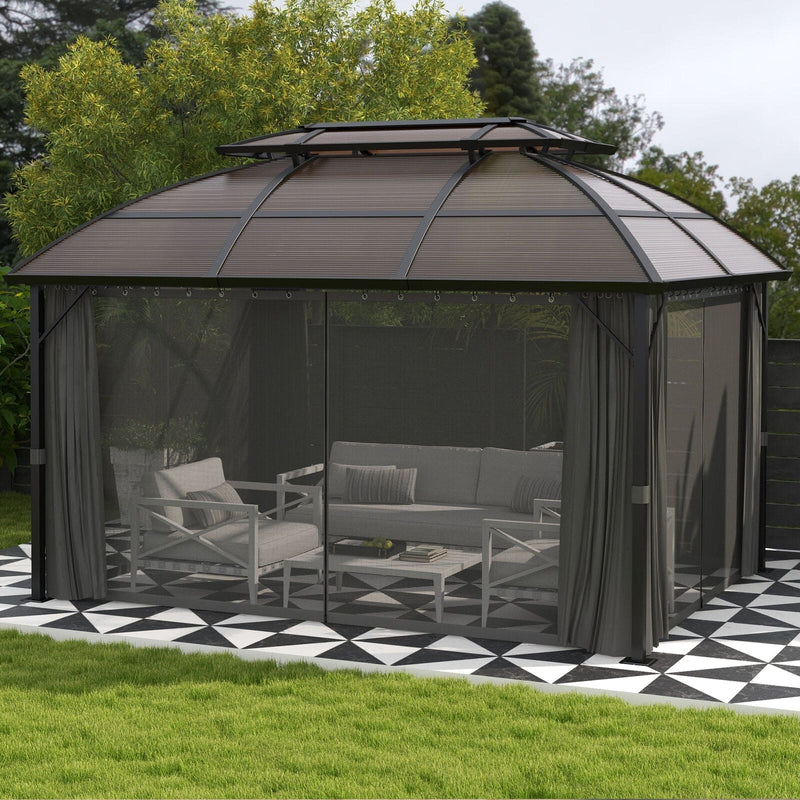 Image of an Aluminium 3m x 4m Polycarbonate Gazebo with Curtains by Outsunny 