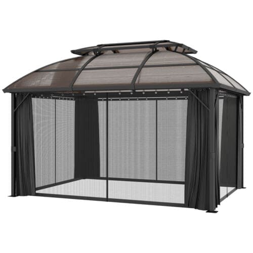 Image of an Aluminium 3m x 4m Polycarbonate Gazebo with Curtains by Outsunny 
