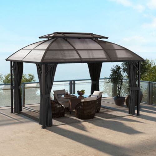 Image of an Aluminium 3m x 4m Polycarbonate Gazebo with Curtains by Outsunny 
