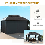 Image of an Aluminium 3m x 4m Polycarbonate Gazebo with Curtains by Outsunny 