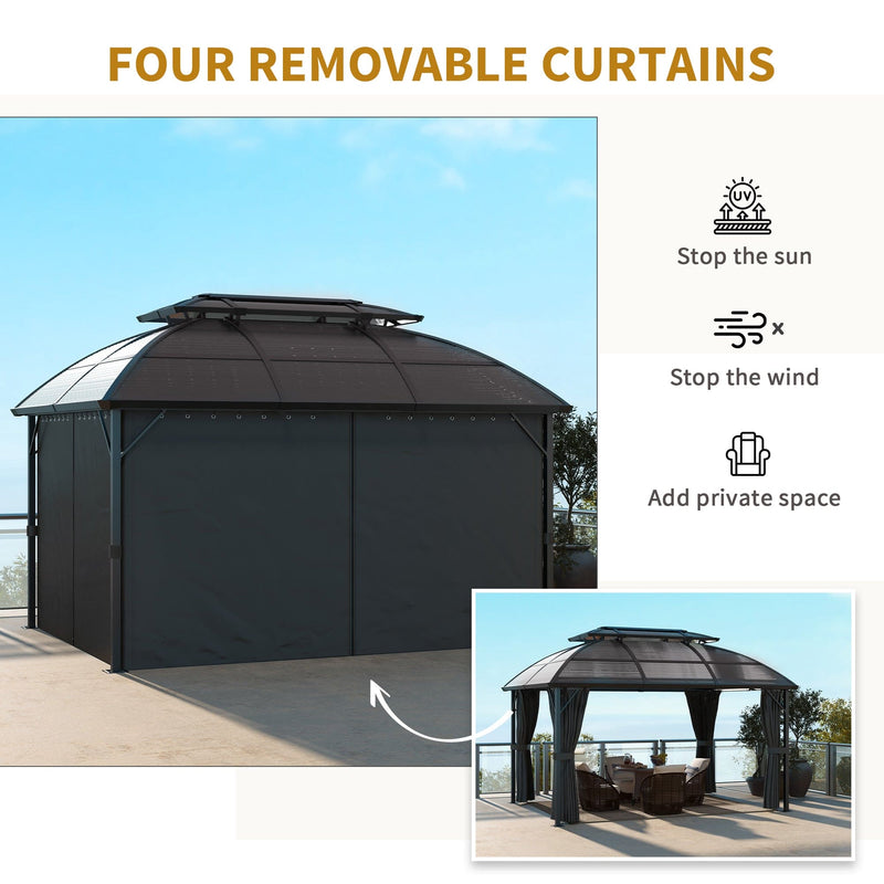 Image of an Aluminium 3m x 4m Polycarbonate Gazebo with Curtains by Outsunny 
