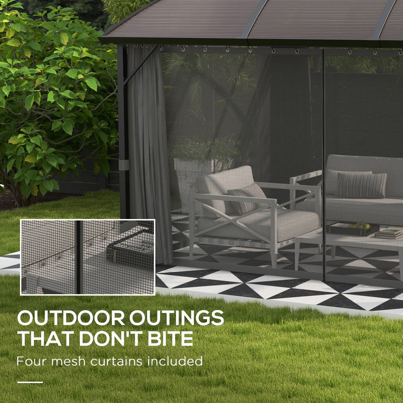 Image of an Aluminium 3m x 4m Polycarbonate Gazebo with Curtains by Outsunny 