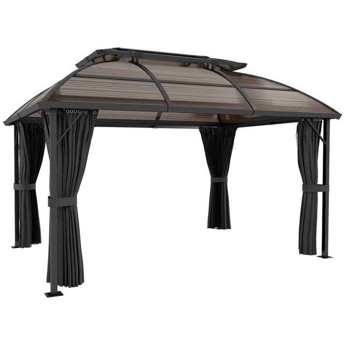 Aluminium 3m x 4m Polycarbonate Gazebo with Curtains by Outsunny