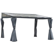 4x3m Pergola With Polycarbonate Roof and Curtains, Grey Outsunny
