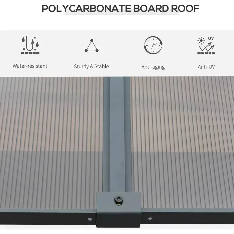 4x3m Pergola With Polycarbonate Roof and Curtains, Grey Outsunny