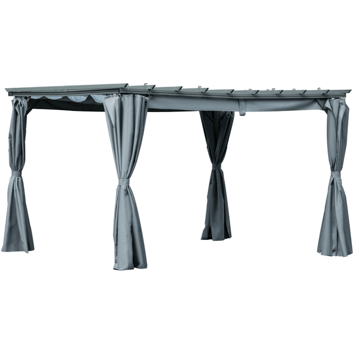 3m x 4m Aluminium Pergola With Retractable Roof and Sides - Dark Grey