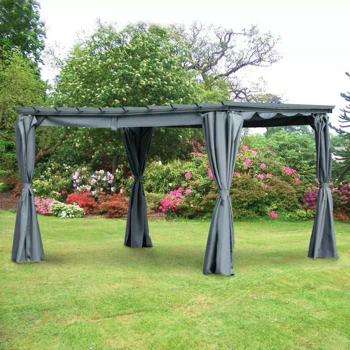 3m x 4m Aluminium Pergola With Retractable Roof and Sides - Dark Grey