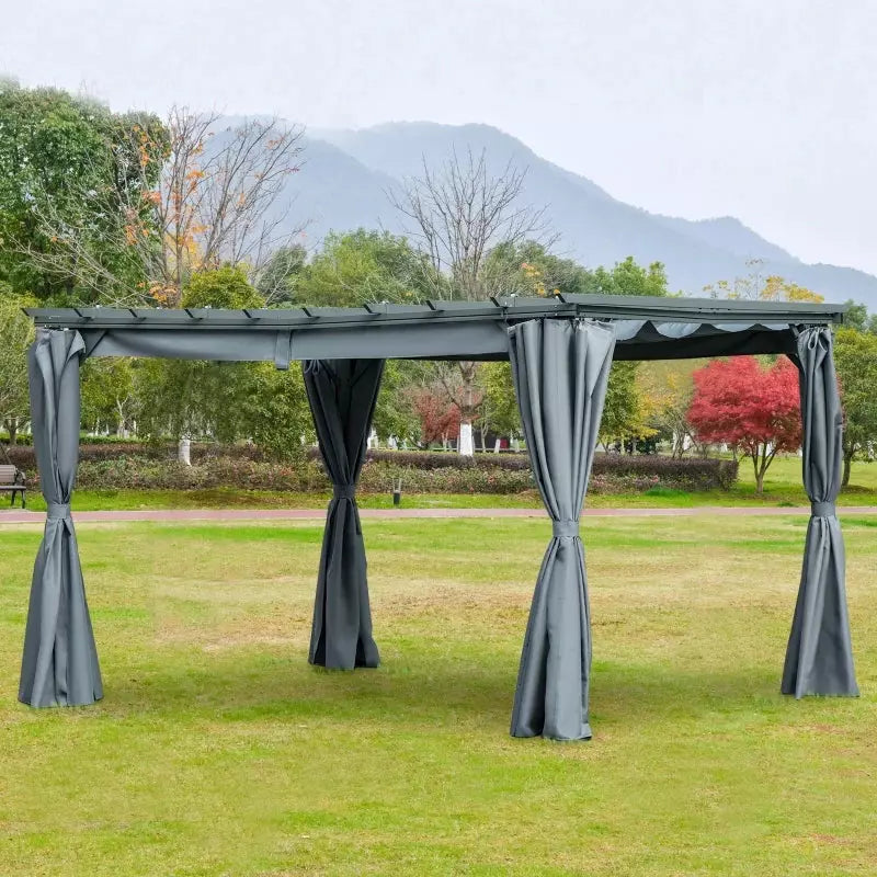 3m x 4m Aluminium Pergola With Retractable Roof and Sides - Dark Grey