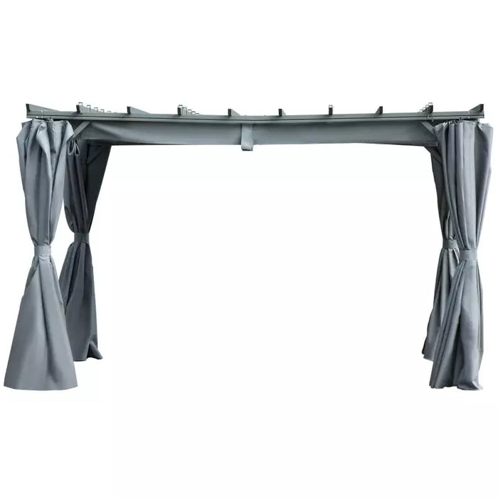 3m x 4m Aluminium Pergola With Retractable Roof and Sides - Dark Grey