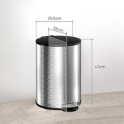 20L Stainless Steel Kitchen Bin With Soft Close Lid Ideal For Home Use, Silver