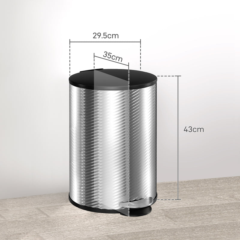 20L Stainless Steel Kitchen Bin With Soft Close Lid Ideal For Home Use, Silver