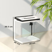 13L Glass Fish Tank with Filter and LED Light Ideal for Betta and Shrimp Black