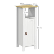 Slim White Bathroom Storage Cabinet With Shelves and Drawer by kleankin