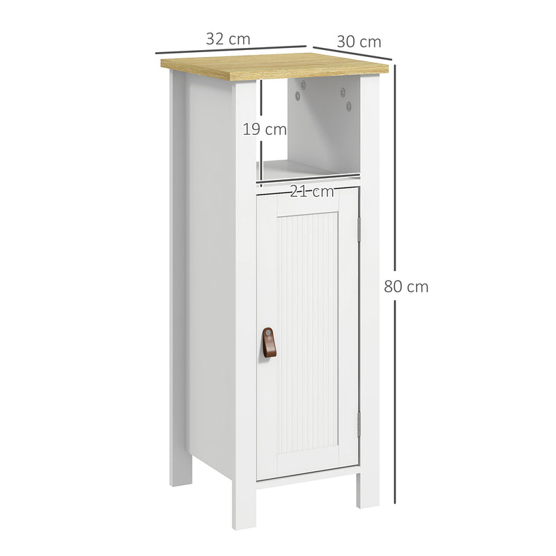 Slim White Bathroom Storage Cabinet With Shelves and Drawer by kleankin