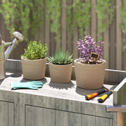 Seagrass Planter Set of 3 for Indoor or Outdoor Plants with Moisture Liners Natural AOSOM
