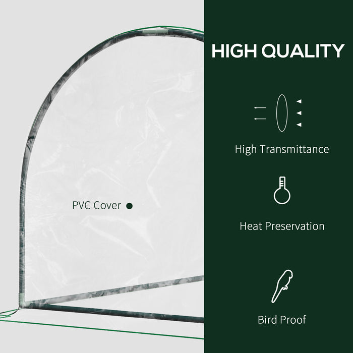 Set of 2 Clear Tunnel Greenhouses with Roll-up Door Steel Frame and Plastic Cover by Outsunny