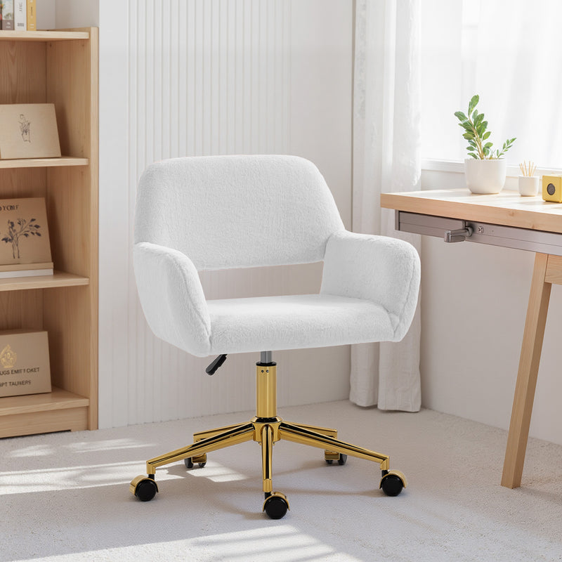 Office Chair with Soft Faux Fur and Adjustable Height for Comfortable Home Working