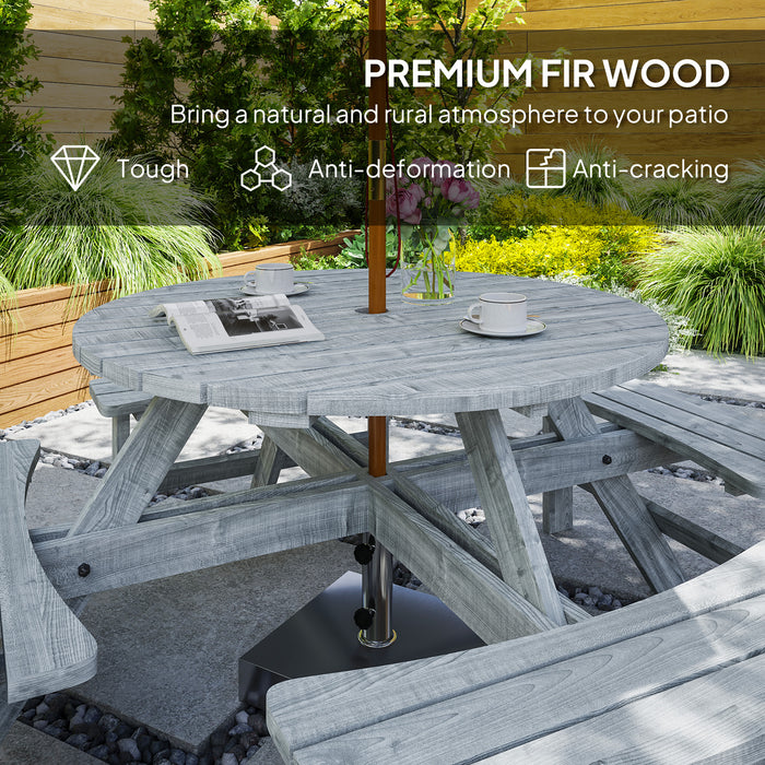 8 Seater Wooden Picnic Table and Bench Set Durable Fir Wood by Outsunny