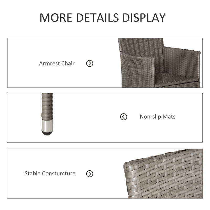 Grey Rattan Garden Armchairs Set of 4 With Cushions Ideal for Outdoor Relaxing