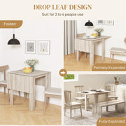 Four Seater Drop Leaf Dining Table Space Saving Folding Design for Dining Room Wood Effect