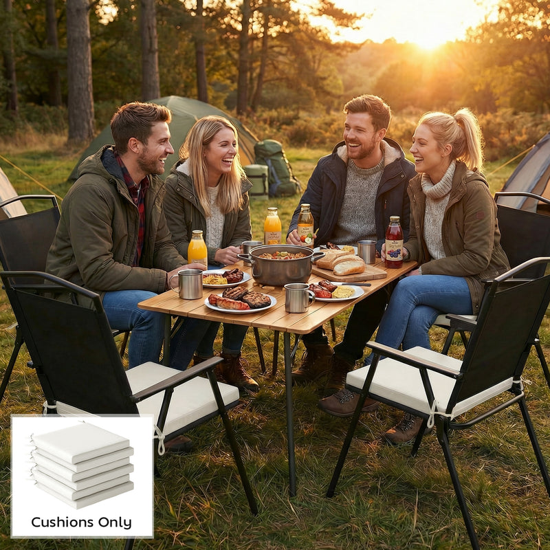 Garden Seat Cushions Set of 6 for Comfortable Outdoor Chairs Removable Covers Cream White Outsunny