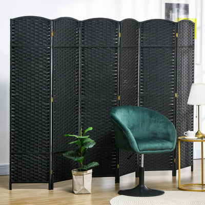 6 Panel Folding Room Divider Freestanding Privacy Screen for Home or Office Use Black AOSOM