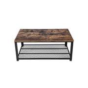 Rustic Wooden Rectangular Coffee Table with Black Steel Frame and Storage Shelf for Living Room by Vasagle, 106 x 60 x 45 cm