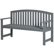 2 Seater Grey Wooden Garden Bench With Arms
