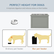 Elevated Dog Feeder With Storage Compartment And Two Stainless Steel Bowls, Grey