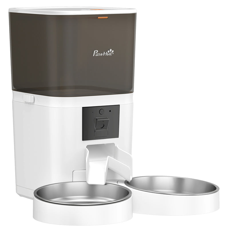 Automatic Cat Feeder for Two Cats with App Control and Camera for Scheduled Feeding White AOSOM