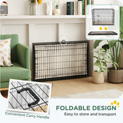 Foldable Dog Crate with 2 Doors Tray and Soft Cushion for Large Dogs 105cm Black by PawHut