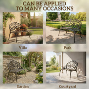 Cast Aluminium Garden Bench for Comfortable Outdoor Seating with Classic Rose Design Bronze Tone Outsunny