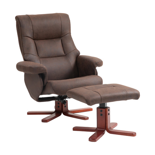 Dark Brown Manual Recliner Chair with Matching Footstool Faux Leather Comfort Set by Homcom