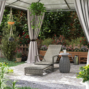 Mixed Grey Rattan Sun Lounger with Adjustable Backrest for Garden Comfort by Outsunny