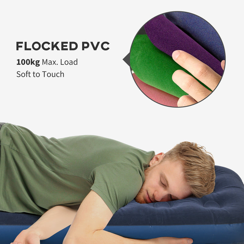 Single Inflatable Camping Mattress with Hand Pump for Comfortable Outdoor Sleep Blue