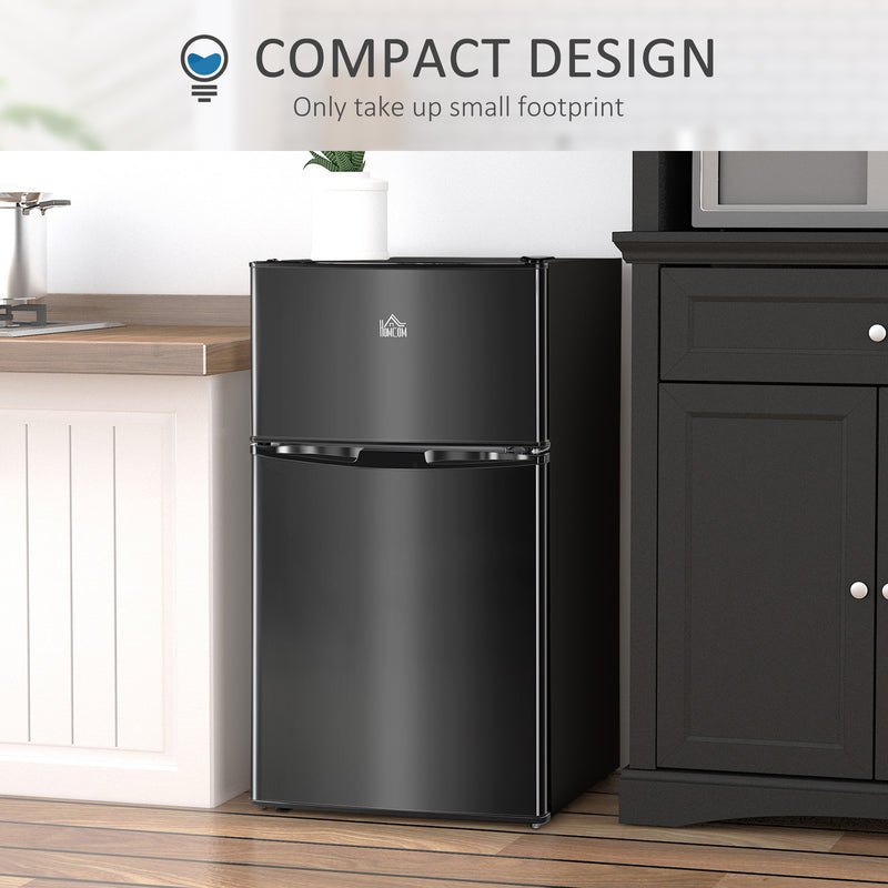 88L Under Counter Fridge Freezer with 5 Settings and 3 Star Energy Rating, Black