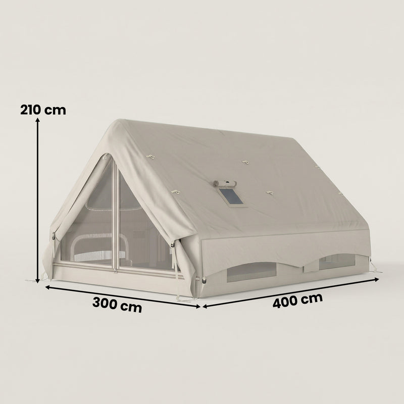 Large Waterproof Inflatable Camping Tent With Skylights & Air Pump, 8-10 Person, Khaki