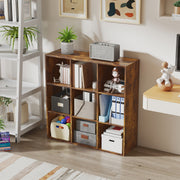 3 Tier 9 Cube Storage Unit With Cupboard Ideal For Home Office Organisation Rustic Brown