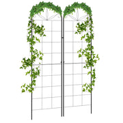 Set of 2 Metal Garden Trellis Panels With Sturdy Grid For Climbing Plants and Vines
