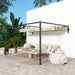 Wall Mounted 3x4m Steel Pergola with Retractable Canopy for Garden and Patio by Outsunny