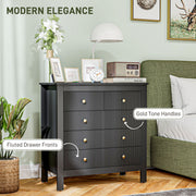 Black Chest of Bedroom Drawers With Gold Legs Elegant Bedroom Storage by HOMCOM