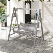 2 Seater Wooden Garden Swing Chair with Hammock Bench in Grey by Outsunny