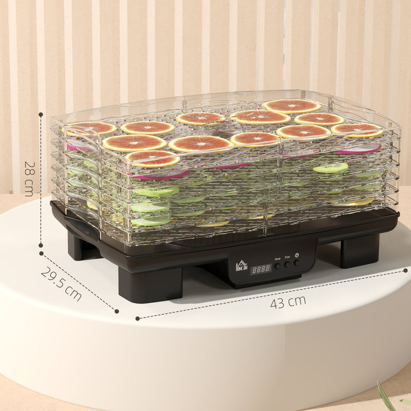 Six-Tray Food Dehydrator Adjustable Temperature 40-70 Degrees Fahrenheit Black by HOMCOM